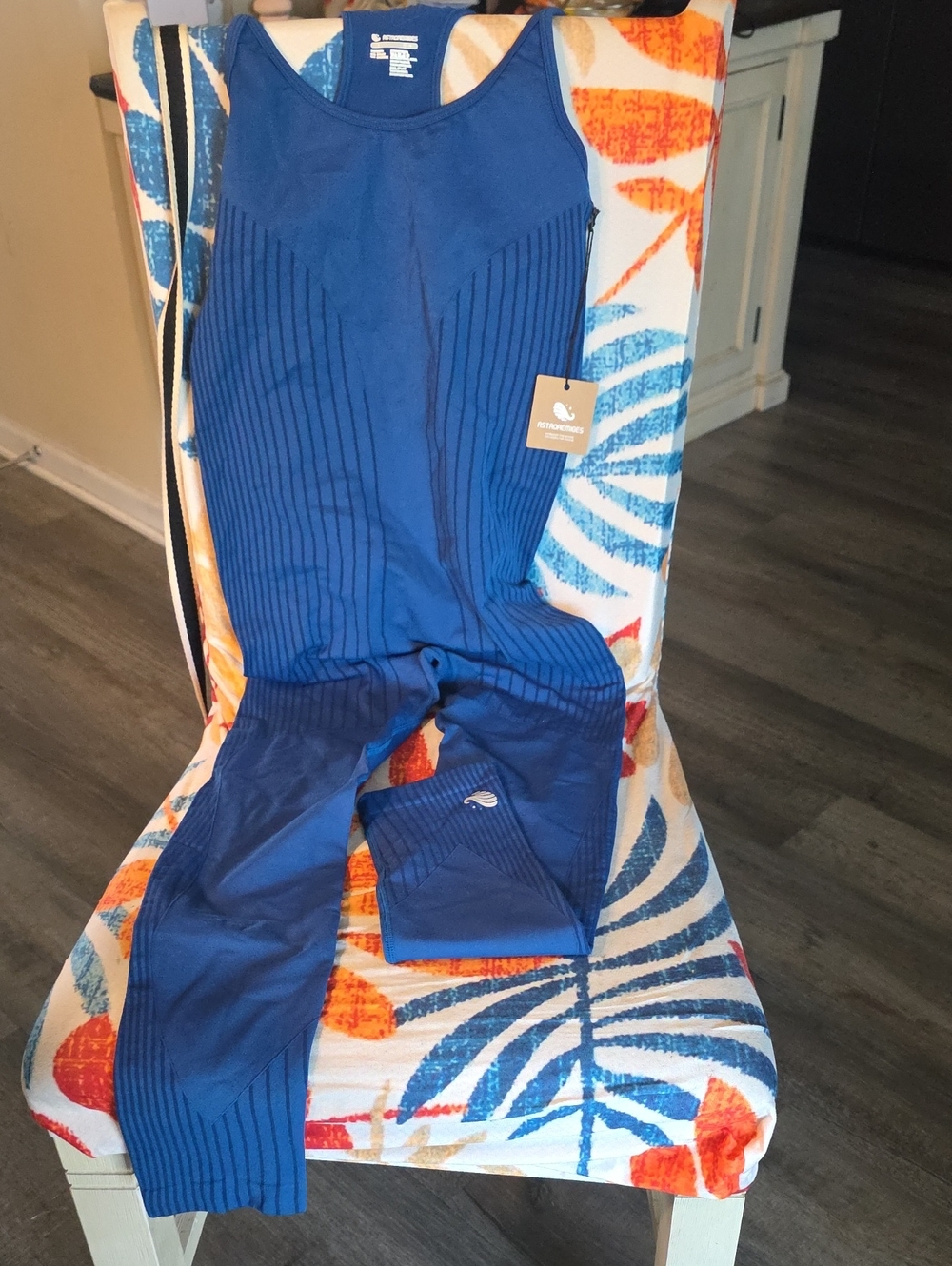 Seamless Blue Ribbed Jumpsuit